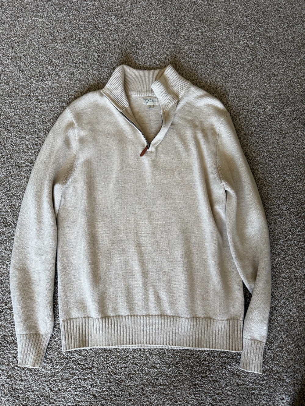J. Crew Men's Zip-Neck Sweater in Cream